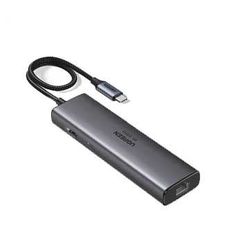 Cáp chuyển USB-C sang HDMI + 2 x USB 3.0 + USB-C 3.2 + RJ45 + PD100W Ugreen 45000