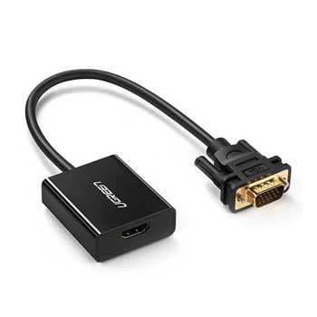 CABLE HDMI – VGA UGREEN 20694 (HDMI cái ra VGA đực + Audio 3.5mm)