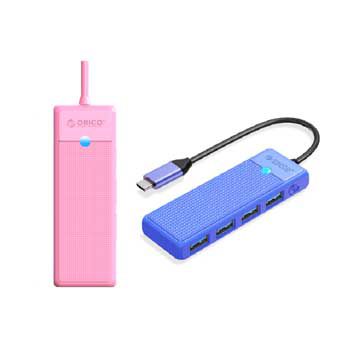 HUB Type C - USB 3.0 ORICO PAPW4A-C3 (Xanh dương/Hồng)