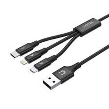 Cáp sạc đa năng 3 trong 1 USB-A sang USB-C / Micro USB / Lightning UNITEK C14049BK