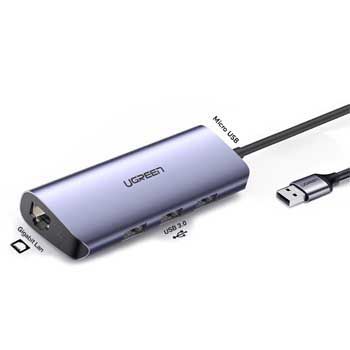 HUB USB 3.0 1–3 PORT USB 3.0 + LAN 1Gbps Ugreen 60719