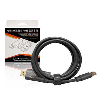 Cáp link USB 2.0 male -> USB 2.0 male + USB-C dài 2m DTECH TB-2915 (màu xám) (Truyền dữ liệu giữa 2 máy tính)