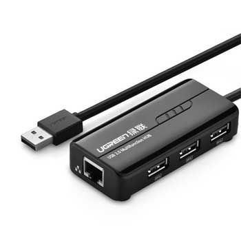 HUB USB 2.0 1–3 PORT+LAN Ugreen 20264