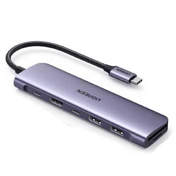 Cáp chuyển USB-C sang HDMI + 2*USB 3.0 A + USB-C + SD/TF + PD Ugreen 15214
