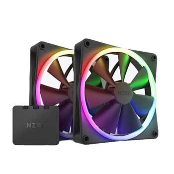 Bộ 2 Fan Case làm mát thùng máy NZXT F140RGB 140mm Twin Black RF-R14DF-B1 (Kèm Bộ điều khiển RGB)