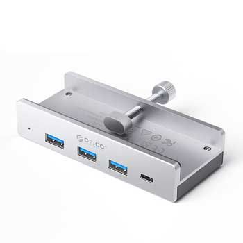 HUB Type C - 2*USB 3.0 + 3.5mm + TF/SD + USB-C 5V ORICO MH5PMM-10-SV-BP (Gắn Kẹp vào bàn)