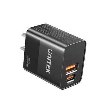 Cốc sạc điện thoại 20W USB-A + USB-C Unitek P1124ABK01-US (Màu Đen)